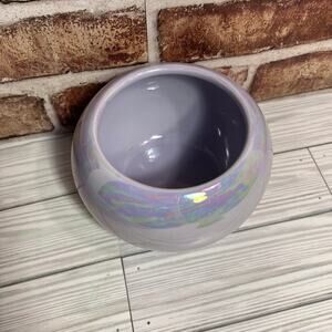Irridescent Ceramic Lavender Violet And Pearl "Winter Pearl" Flower Pot Planter